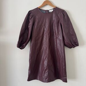 MELLODAY Deep Burgundy Faux Leather Top
